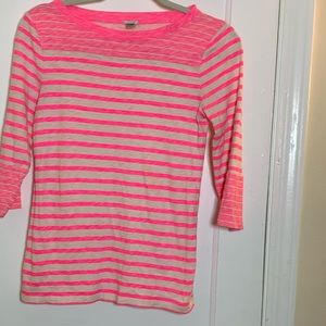 J Crew Hot Pink Striped Shirt
